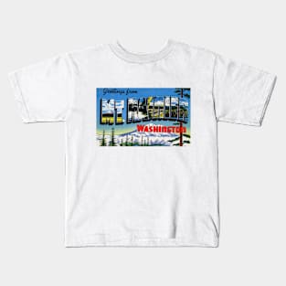 Greetings from Mt. Rainier Washington - Vintage Large Letter Postcard Kids T-Shirt